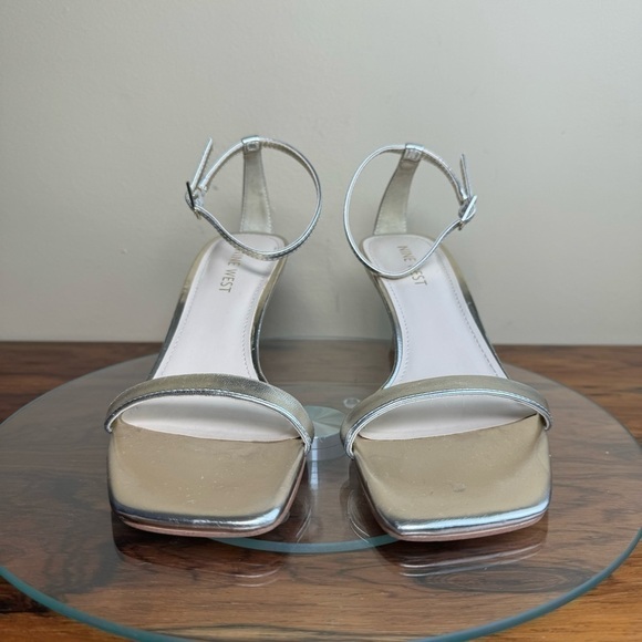 NINE WEST Ripe 3 Knitten Heel Sandals in metallic Gold - Picture 7 of 15